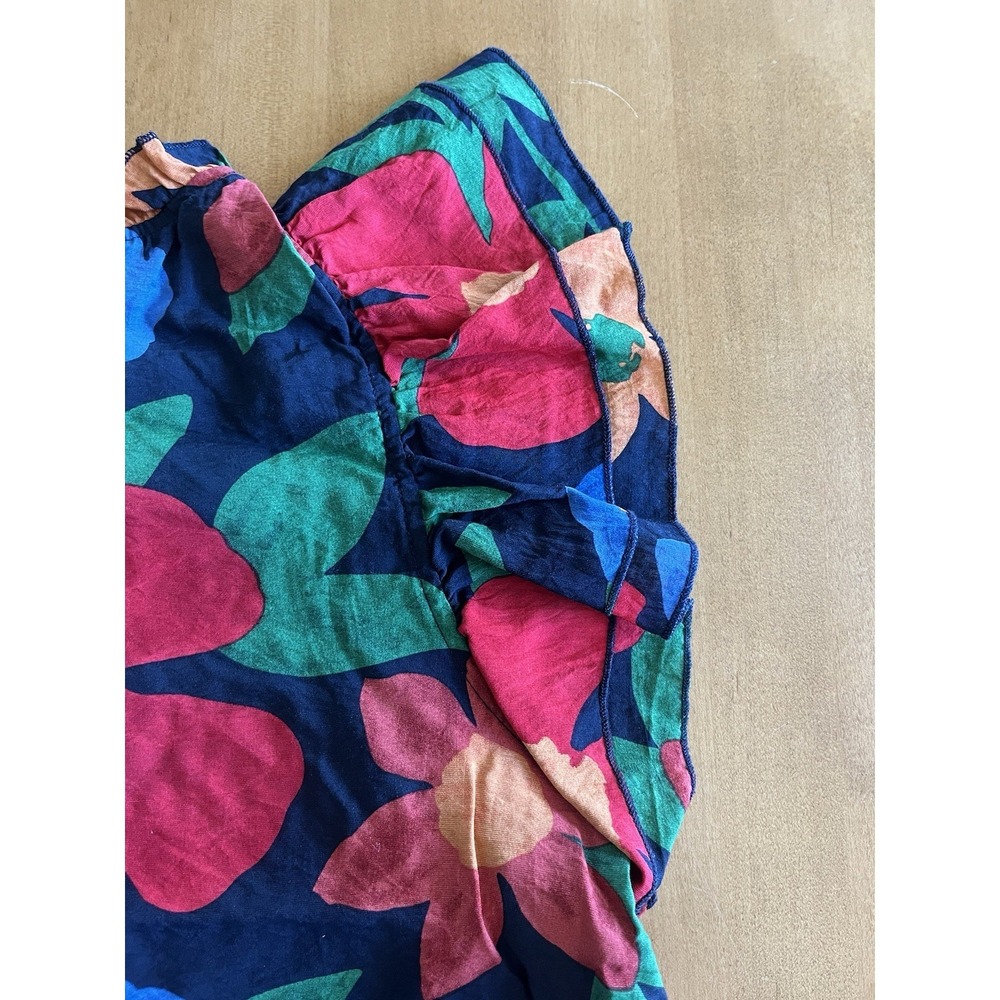Entro Women's Floral Top Blouse Navy Blue Ruffle Sleep Sz S Small Summer - Picture 10 of 10